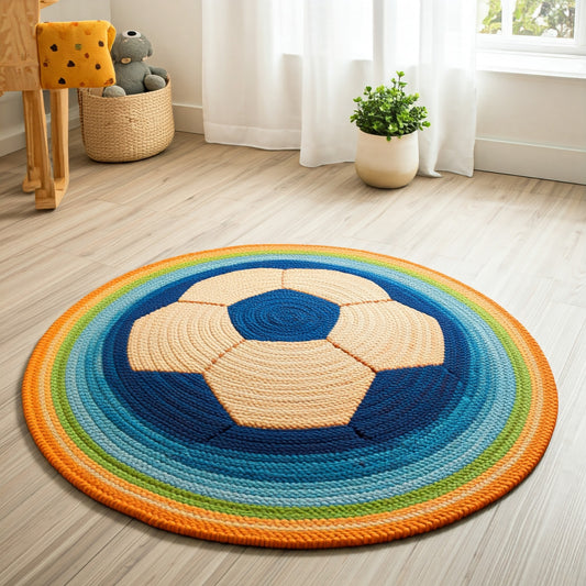 Customized Handwoven Rug for Kids Playroom - Soccer Ball