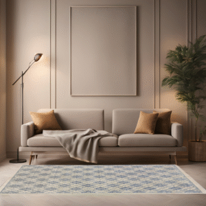 ivory & grey premium handwoven pure wool gaba rug, 4ft 9in x 6ft 5in