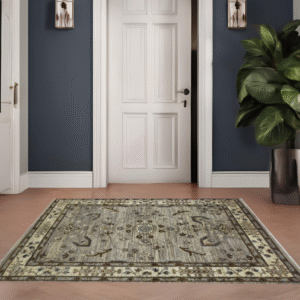 brown & beige premium handwoven pure wool chobrang rug, 3ft 11in x 5ft 10in