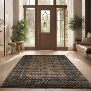 camel & ivory premium handwoven pure wool bokhara rug, 4ft 1in x 5ft 10in