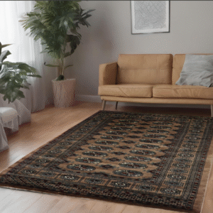 camel & ivory premium handwoven pure wool bokhara rug, 3ft 4in x 5ft 1in