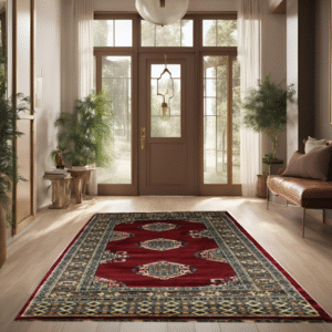 red & beige premium handwoven pure wool bokhara rug, 3ft 2in x 5ft 3in