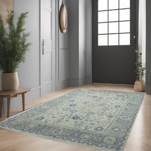 silver & grey premium handwoven pure wool oushak rug, 5ft 0in x 7ft 6in