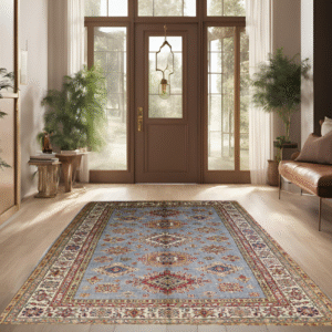 grey & ivory premium handwoven pure wool super kazak rug, 5ft 8in x 8ft 2in