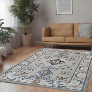 silver & ivory premium handwoven pure wool kotan rug, 4ft 0in x 6ft 1in