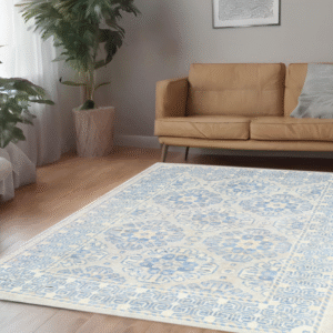 silver & ivory premium handwoven pure wool kotan rug, 4ft 1in x 6ft 2in