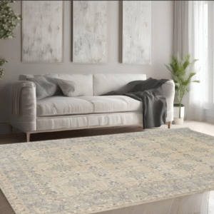 ivory & silver premium handwoven pure wool chobrang rug, 9ft 0in x 11ft 10in