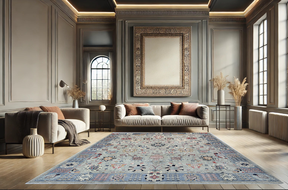 beige & grey premium handwoven pure wool sultanabad rug, 8ft 0in x 10ft 0in