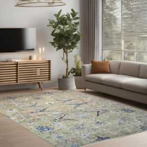 sage & blue premium handwoven pure wool bijar rug, 9ft 10in x 13ft 7in
