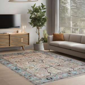beige & sky blue premium handwoven pure wool bijar rug, 8ft 8in x 11ft 6in