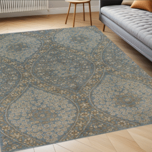 grey & silver premium handwoven pure wool chobrang rug, 5ft 2in x 8ft 3in