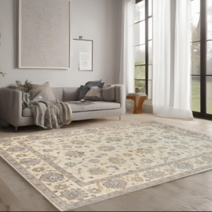 beige premium handwoven pure wool chobrang rug, 9ft 0in x 12ft 0in