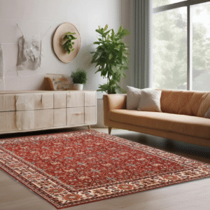 rust & ivory premium handwoven pure wool chobrang rug, 8ft 2in x 9ft 6in