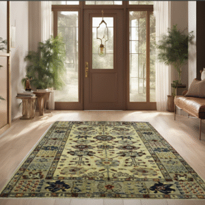 cream & silver premium handwoven pure wool chobrang rug, 2ft 11in x 4ft 11in