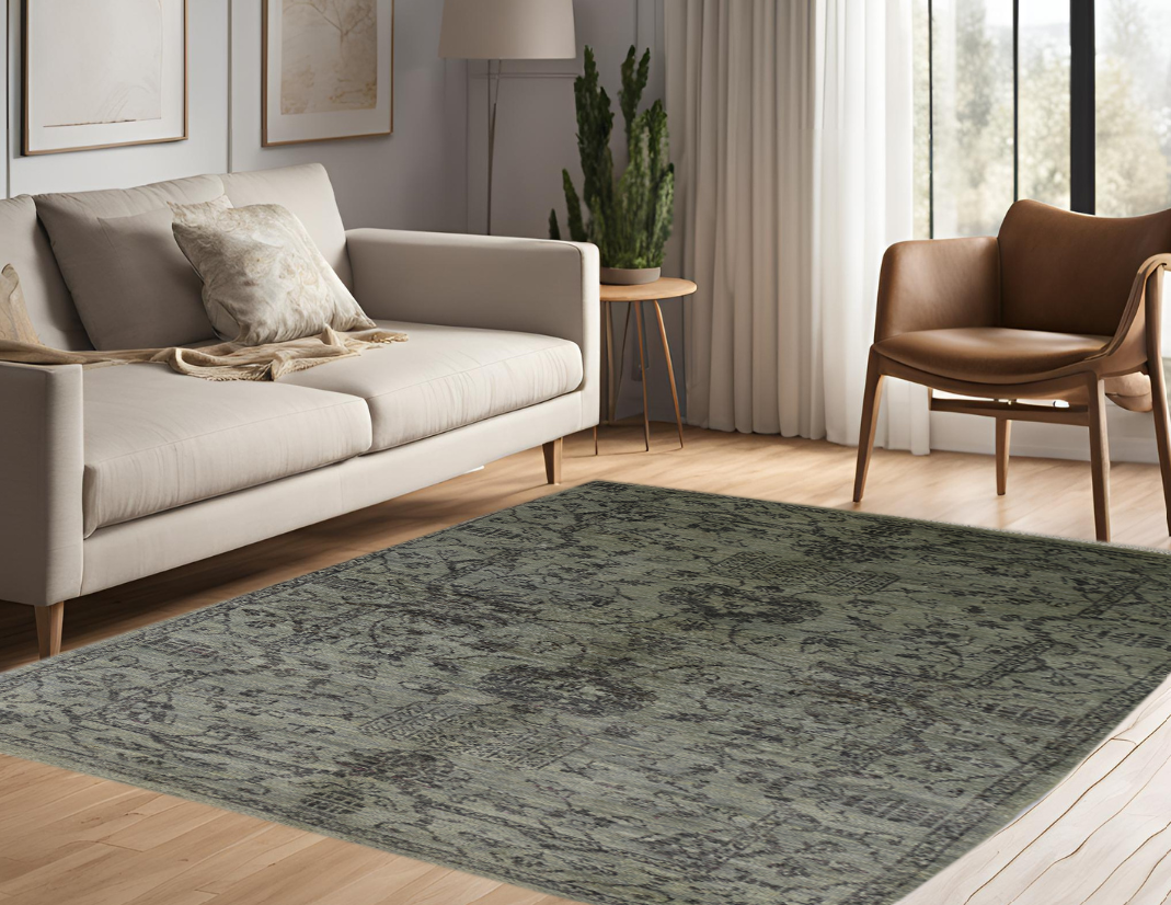 grey & premium handwoven pure wool chobrang rug, 3ft 0in x 5ft 3in