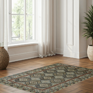 off white & ivory premium handwoven pure wool chobrang rug, 3ft 1in x 5ft 0in