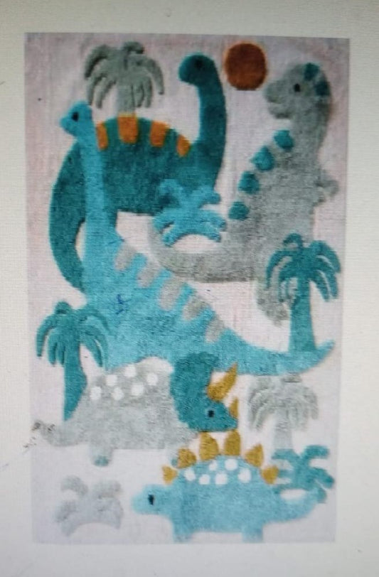 customized handwoven rug for kids playroom dinosaur