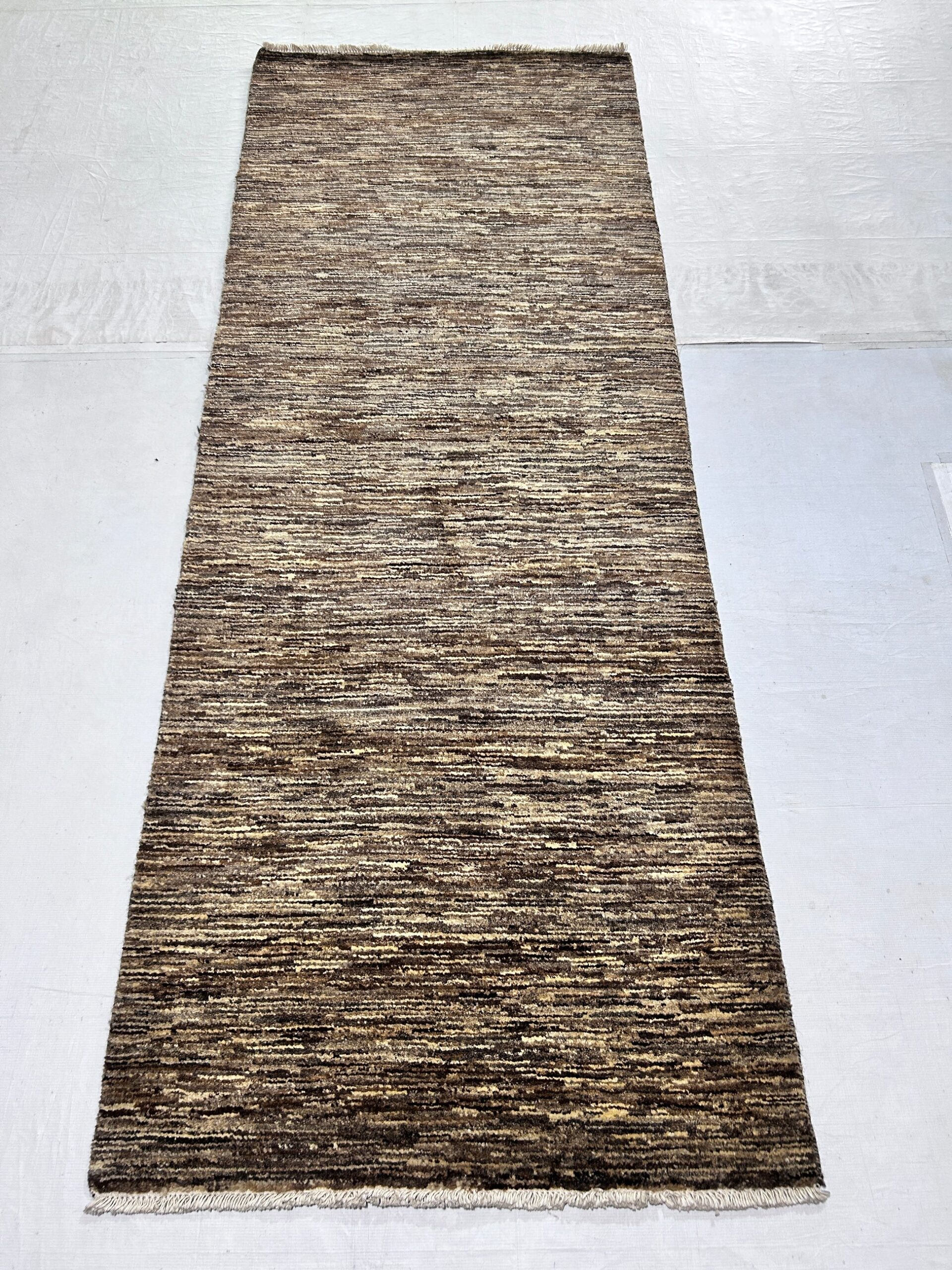 brown premium handwoven pure wool gaba rug, 3ft 0in x 8ft 0in