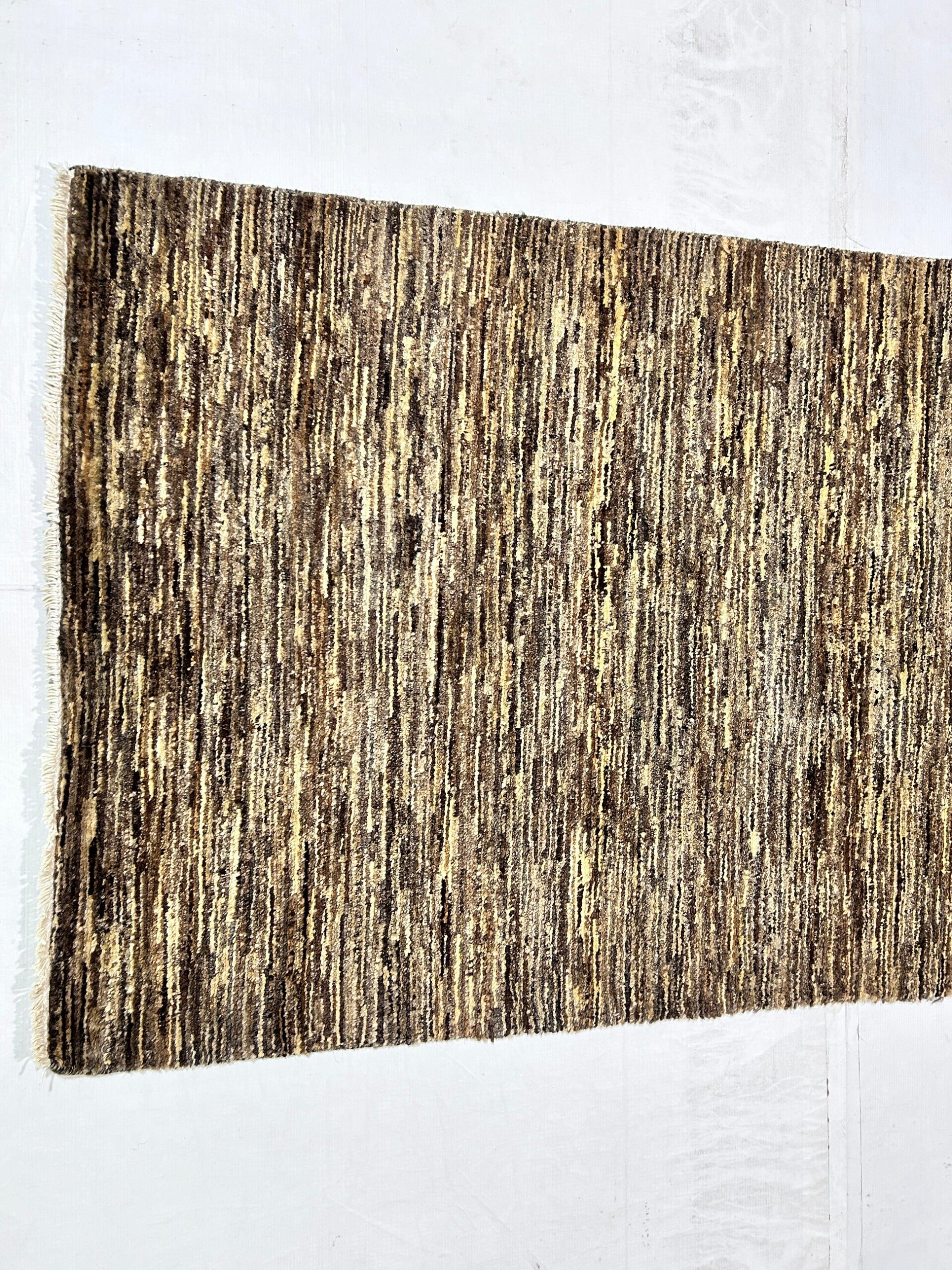 brown premium handwoven pure wool gaba rug, 3ft 0in x 8ft 0in