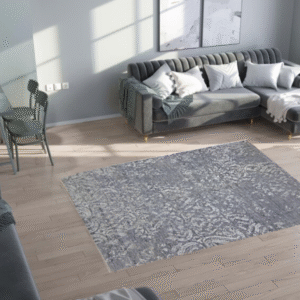 grey & silver premium handwoven pure wool chobrang rug, 8ft 10in x 12ft 0in