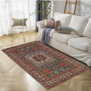 green & rust premium handwoven pure wool rug chobrang rug 4 ft 11 in x 7ft 10 in