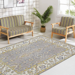 beige & ivory premium handwoven pure wool sultanabad rug, 5ft 9in x 8ft 10in