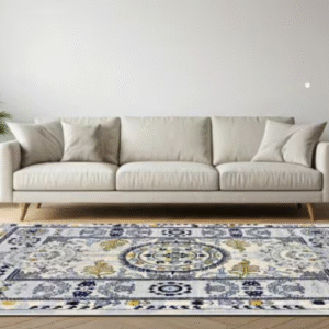 ivory & silver premium handwoven pure wool suzane rug, 5ft 6in x 7ft 11in