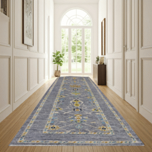 grey & yellow premium handwoven pure wool chobrang rug, 2ft 8in x 9ft 4in