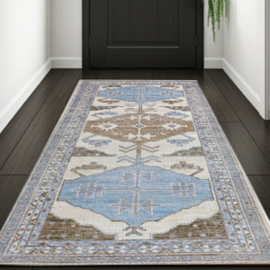brown & grey premium handwoven pure wool chobrang rug, 3ft 2in x 8ft 0in