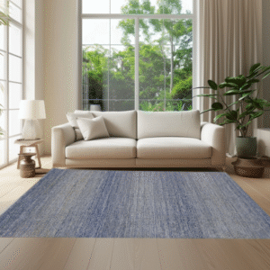 blue & silver premium handwoven pure wool chobrang rug, 9ft 0in x 12ft 0in