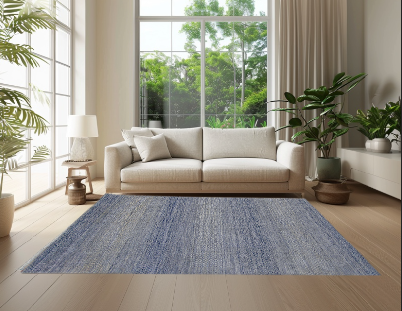 blue & silver premium handwoven pure wool chobrang rug, 9ft 0in x 12ft 0in