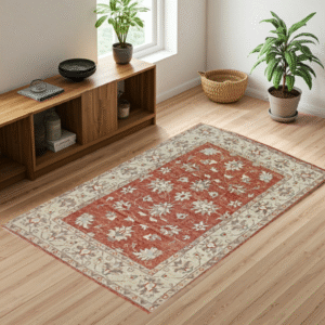 rust & ivory premium handwoven pure wool chobrang rug, 2ft 8in x 3ft 11in