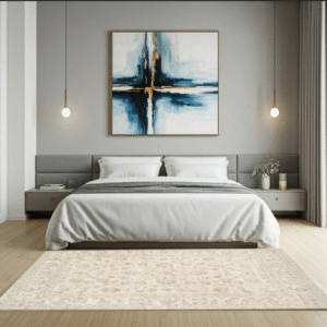 ivory & premium handwoven pure wool chobrang rug, 5ft 7in x 7ft 9in