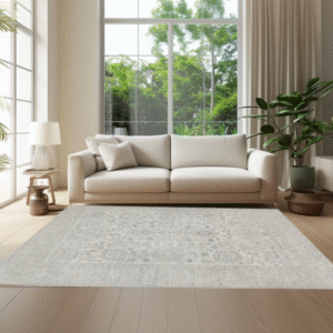 silver & grey premium handwoven pure wool chobrang rug, 5ft 2in x 8ft 4in