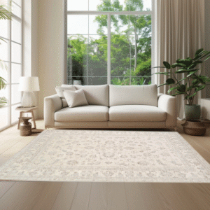 ivory premium handwoven pure wool chobrang rug, 5ft 6in x 8ft 1in