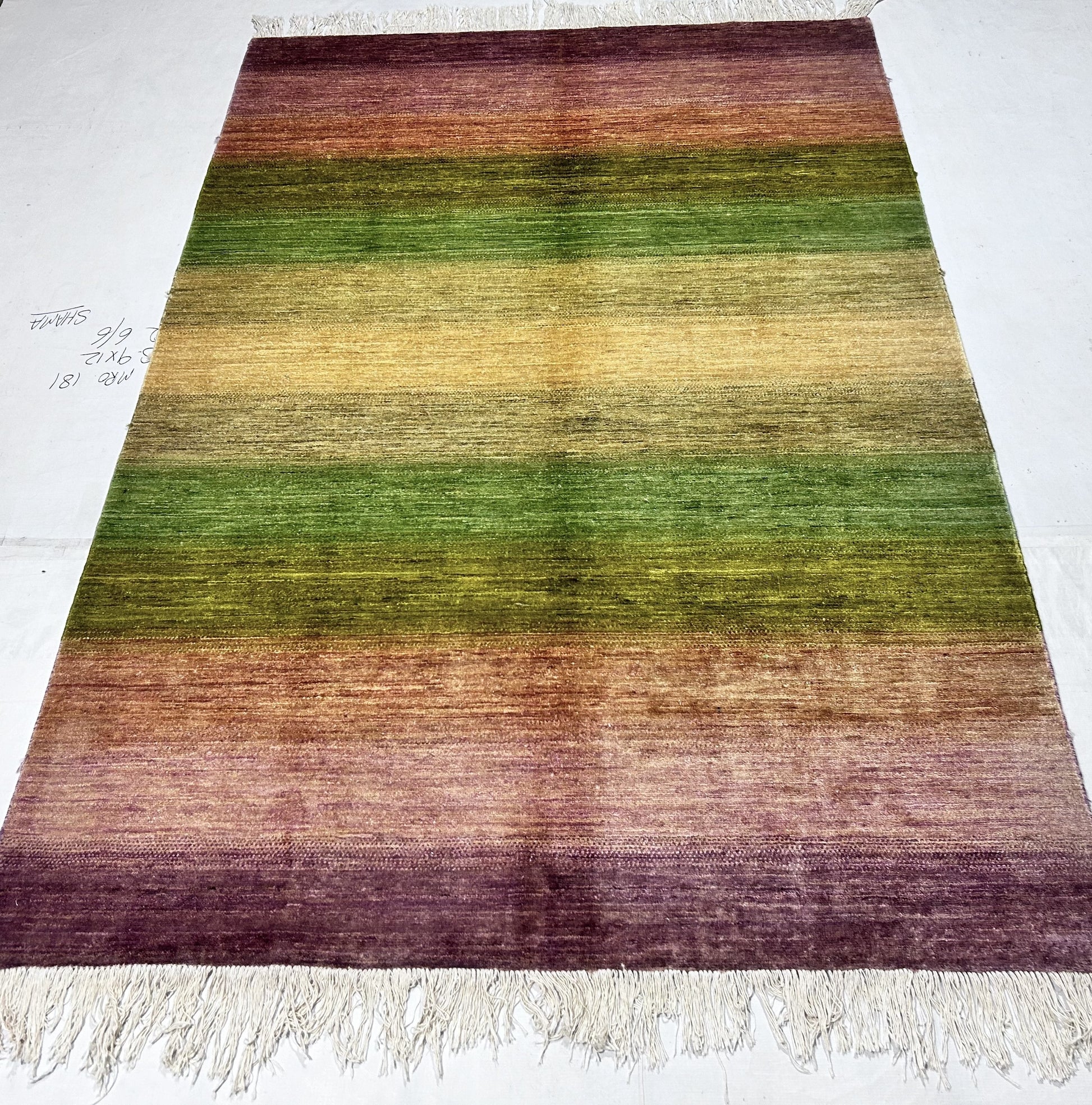 lavender & beige premium handwoven pure wool chobrang rug, 5ft 3in x 7ft 9in