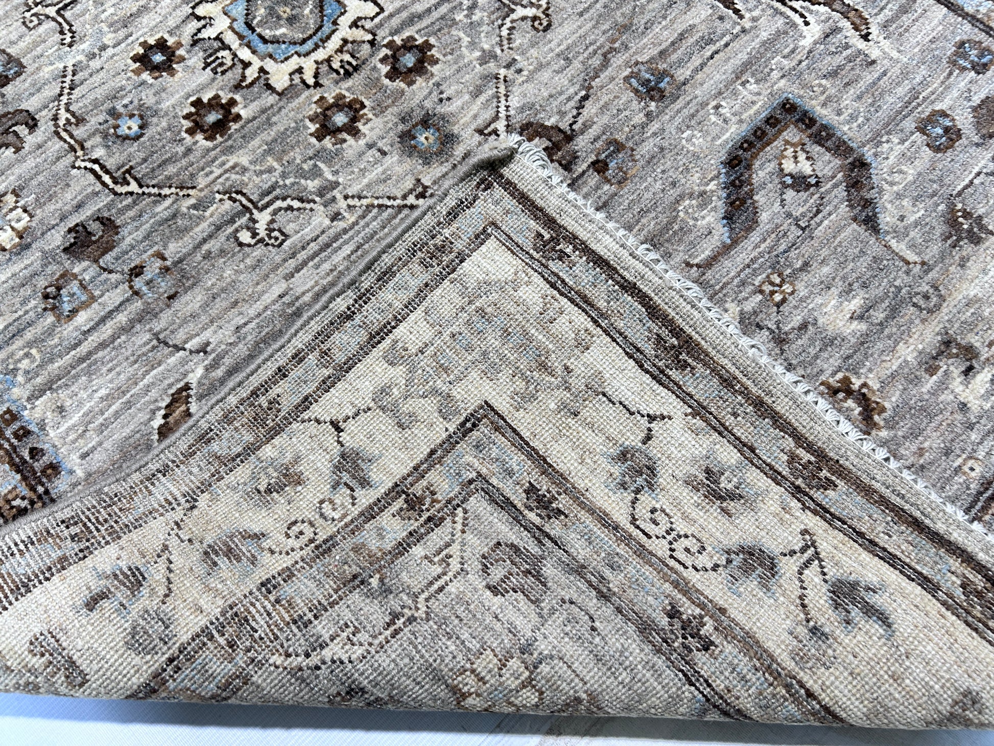 brown & beige premium handwoven pure wool chobrang rug, 3ft 11in x 5ft 10in