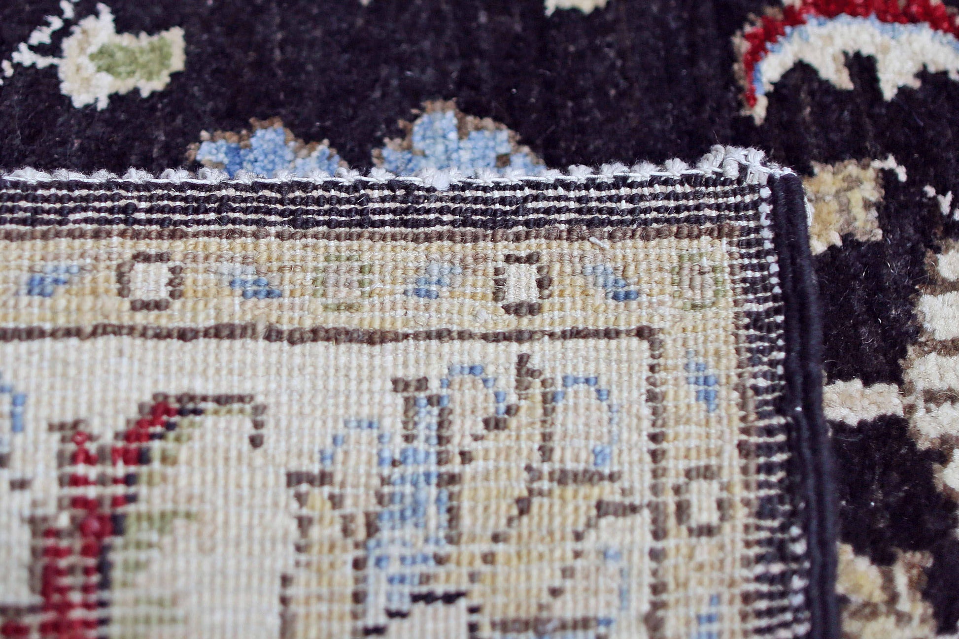 black & ivory premium handwoven pure wool chobrang rug, 2ft 10in x 4ft 0in