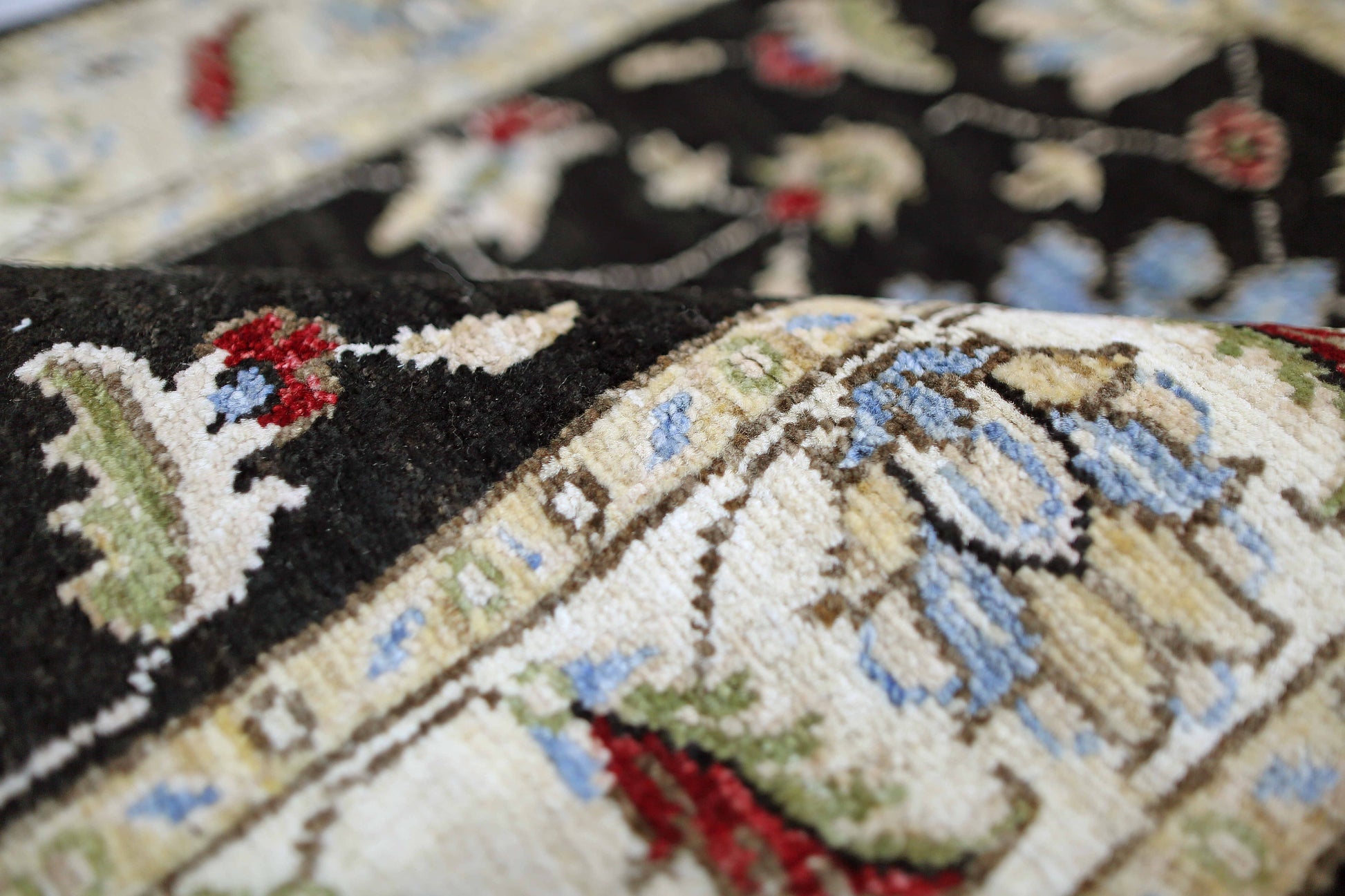black & ivory premium handwoven pure wool chobrang rug, 2ft 10in x 4ft 0in