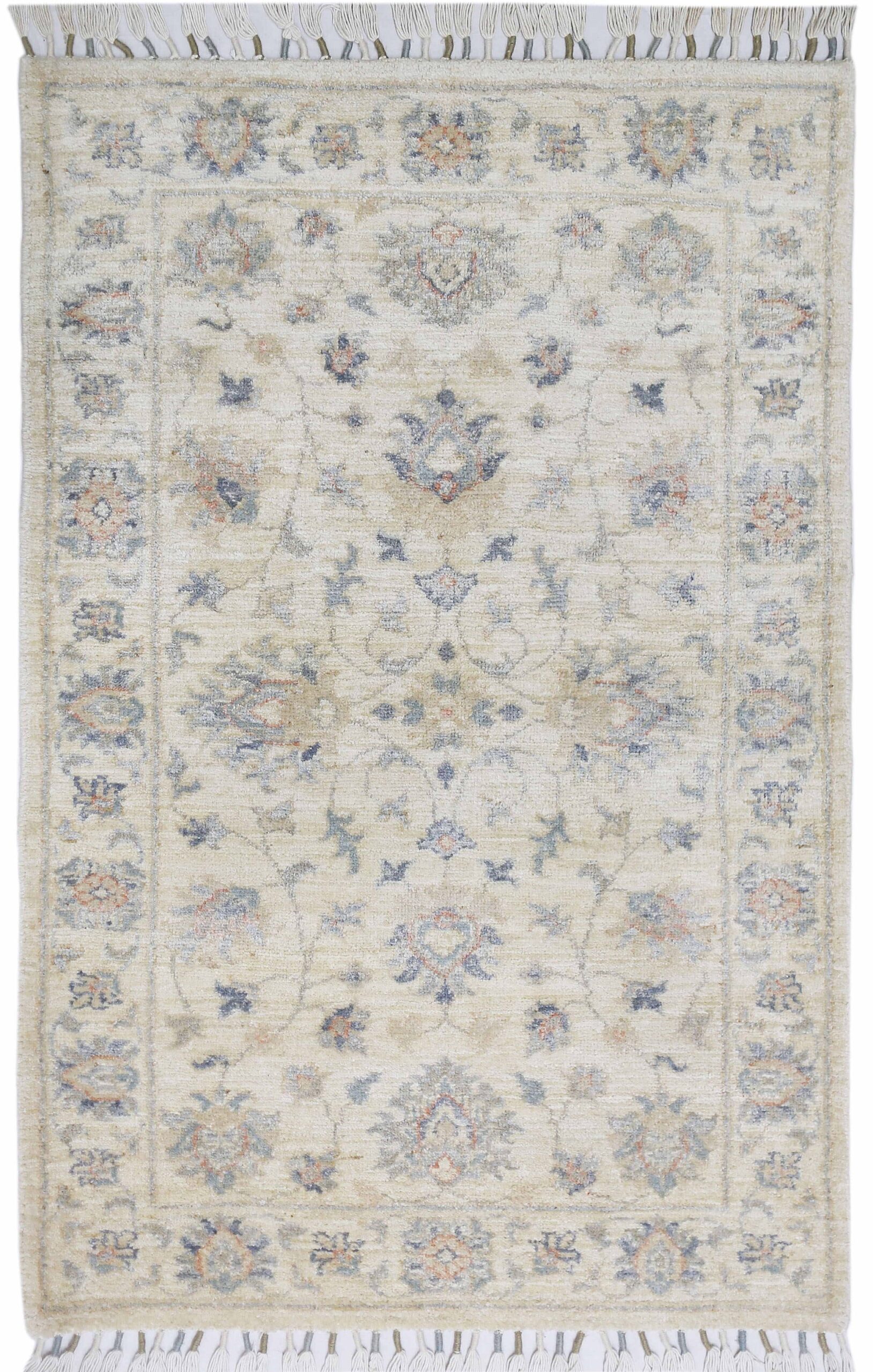 ivory & beige premium handwoven pure wool chobrang rug, 2ft 6in x 3ft 11in