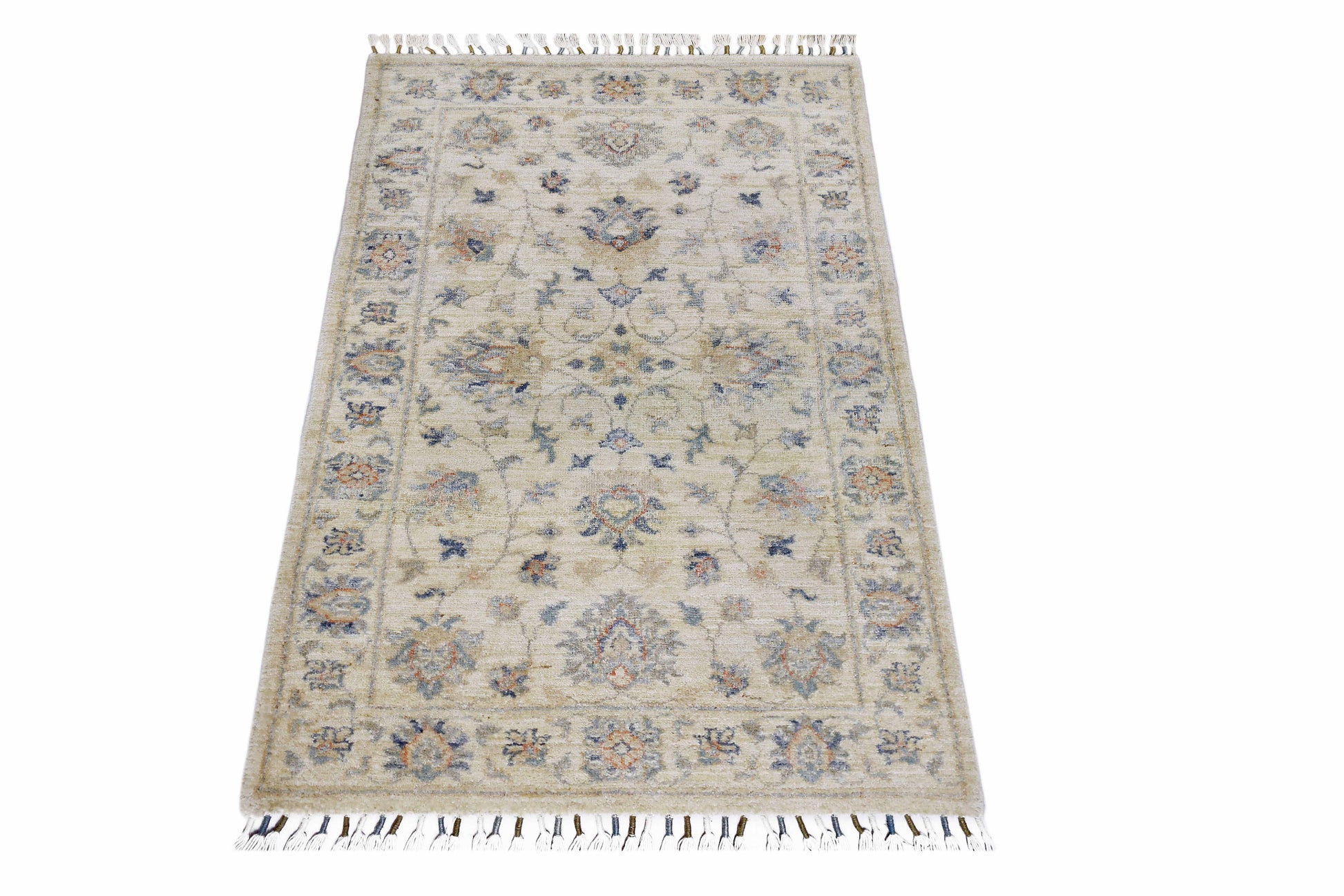 ivory & beige premium handwoven pure wool chobrang rug, 2ft 6in x 3ft 11in