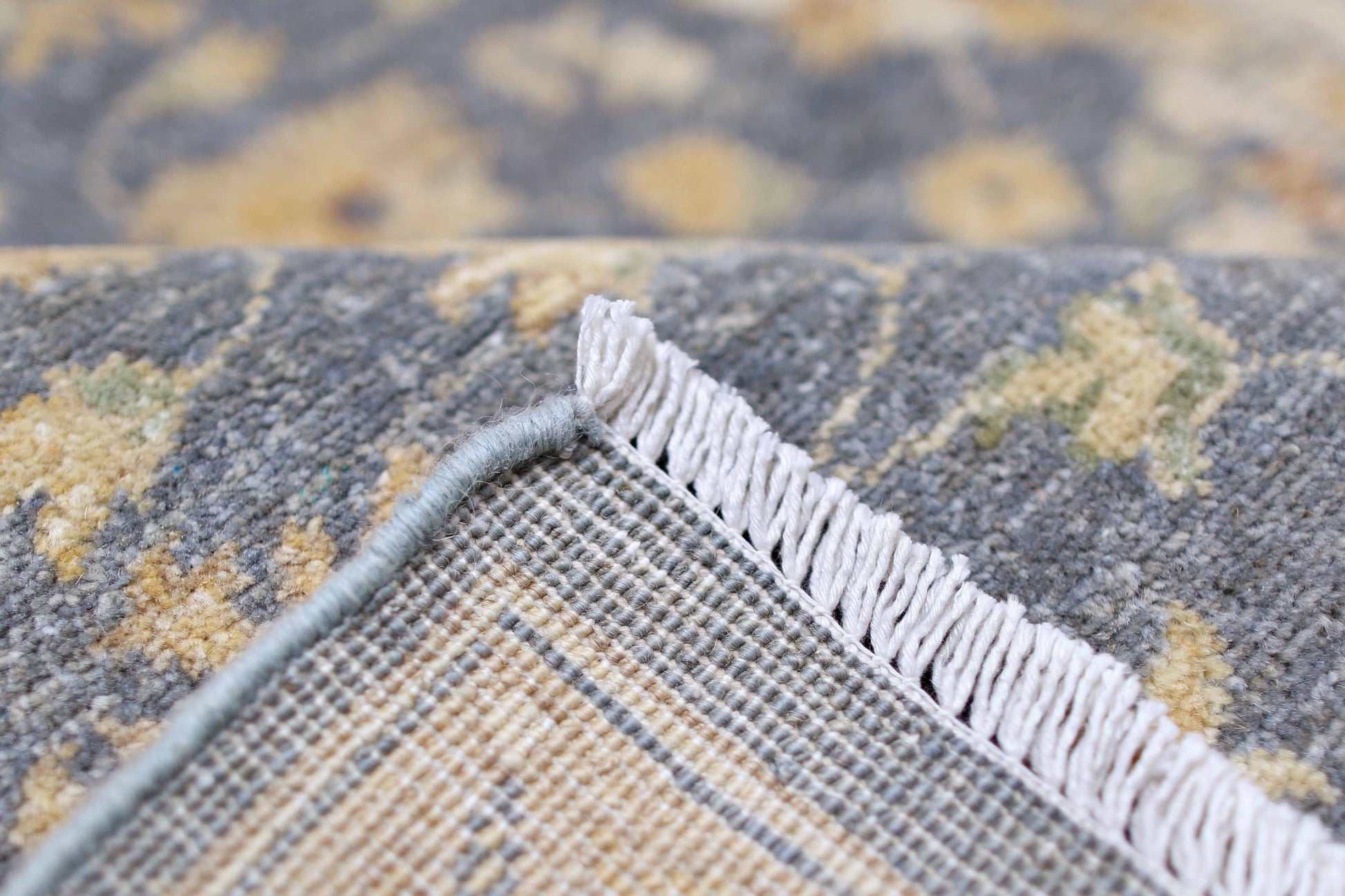 blue & ivory premium handwoven pure wool chobrang rug, 4ft 11in x 6ft 6in