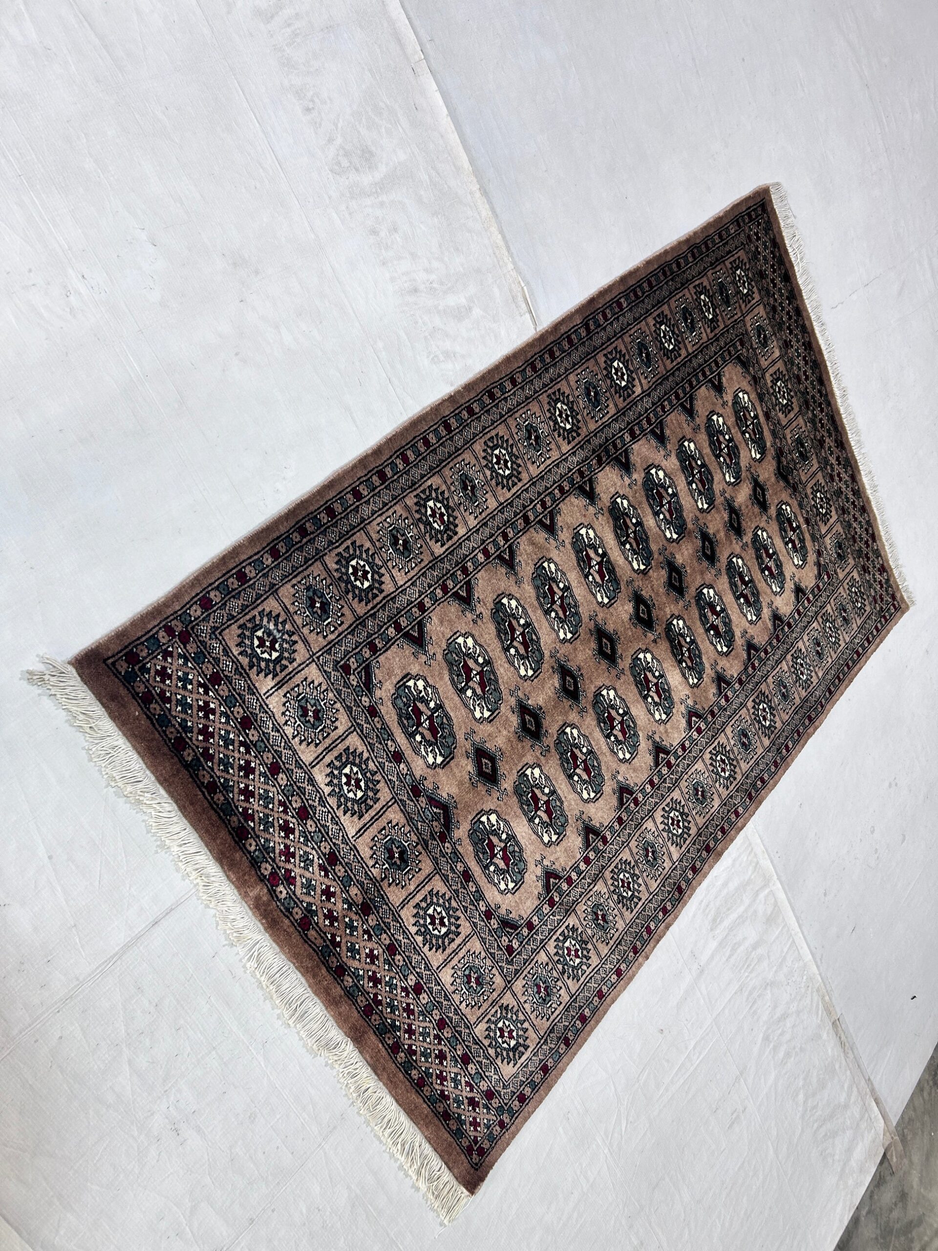 camel & ivory premium handwoven pure wool bokhara rug, 3ft 4in x 5ft 1in