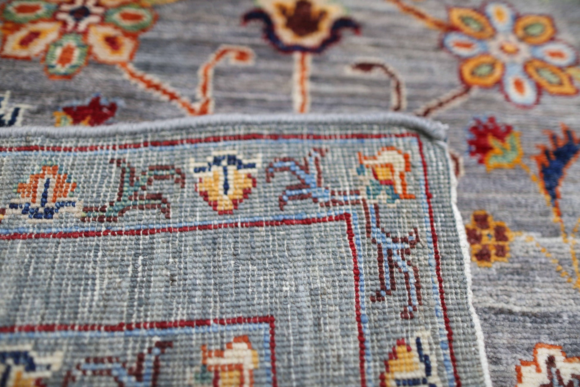 grey & charcoal premium handwoven pure wool sultanabad rug, 2ft 8in x 4ft 1in