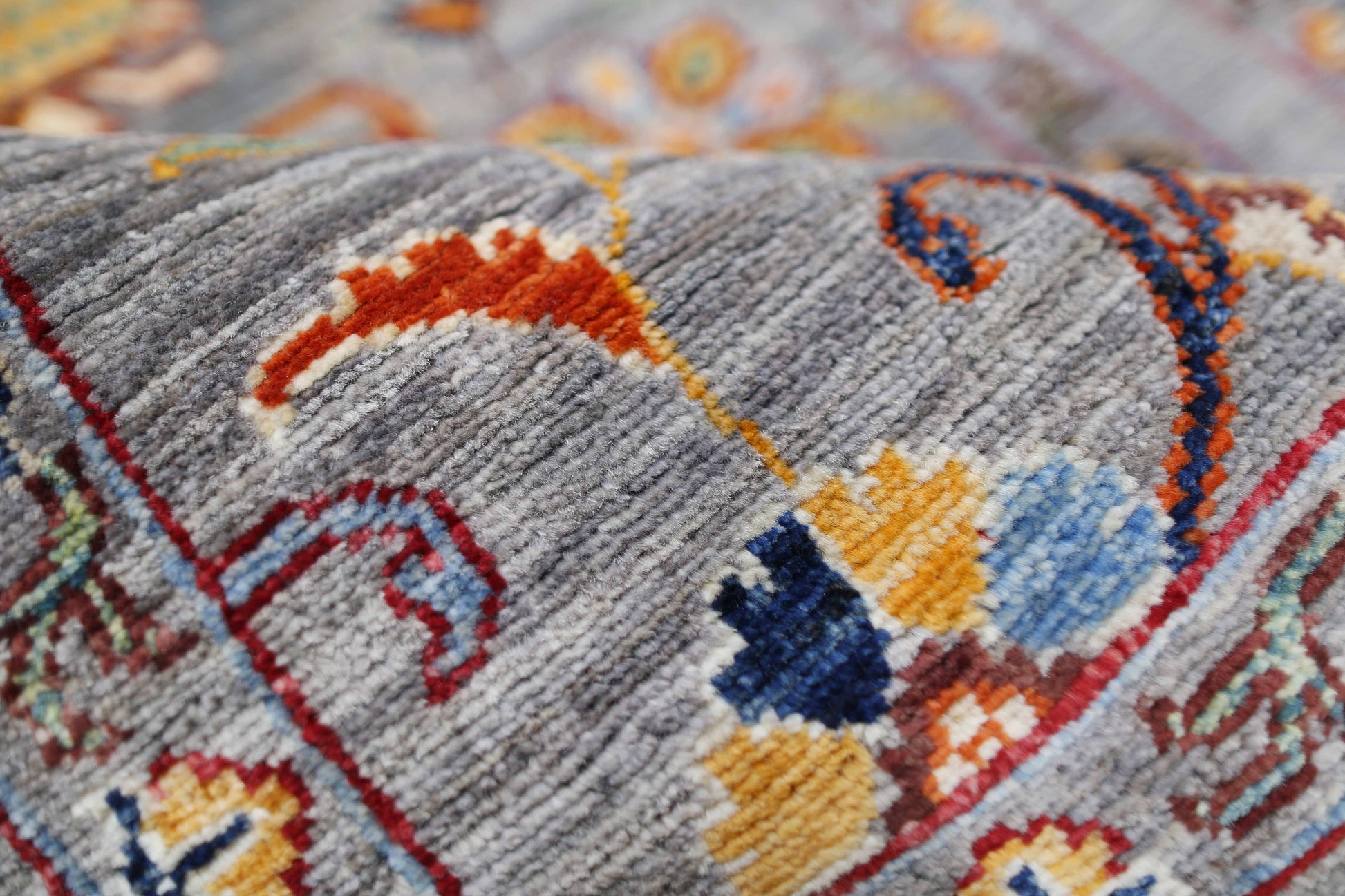 grey & charcoal premium handwoven pure wool sultanabad rug, 2ft 8in x 4ft 1in