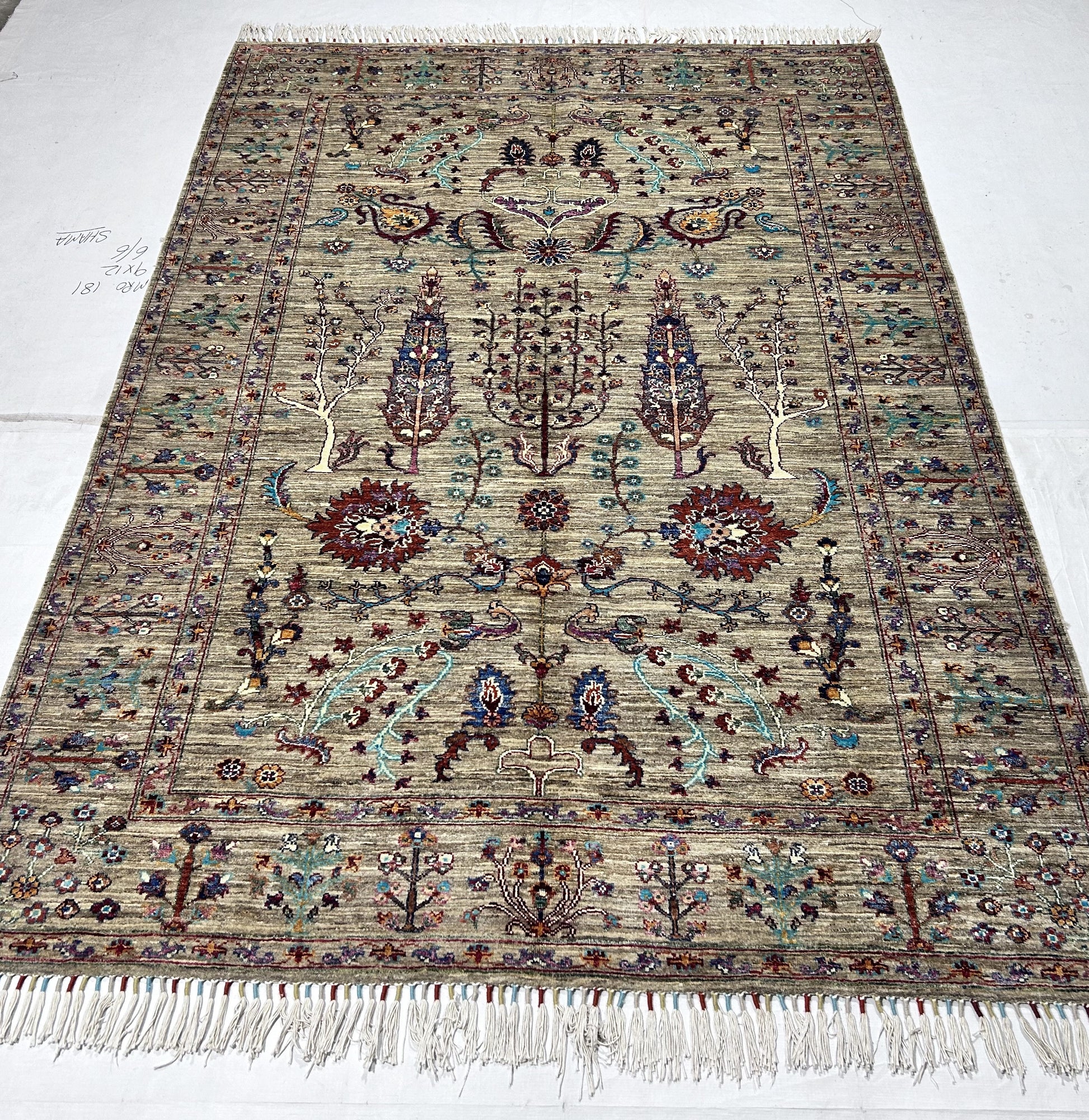 brown & rust premium handwoven pure wool sultani rug, 5ft 9in x 8ft 3in