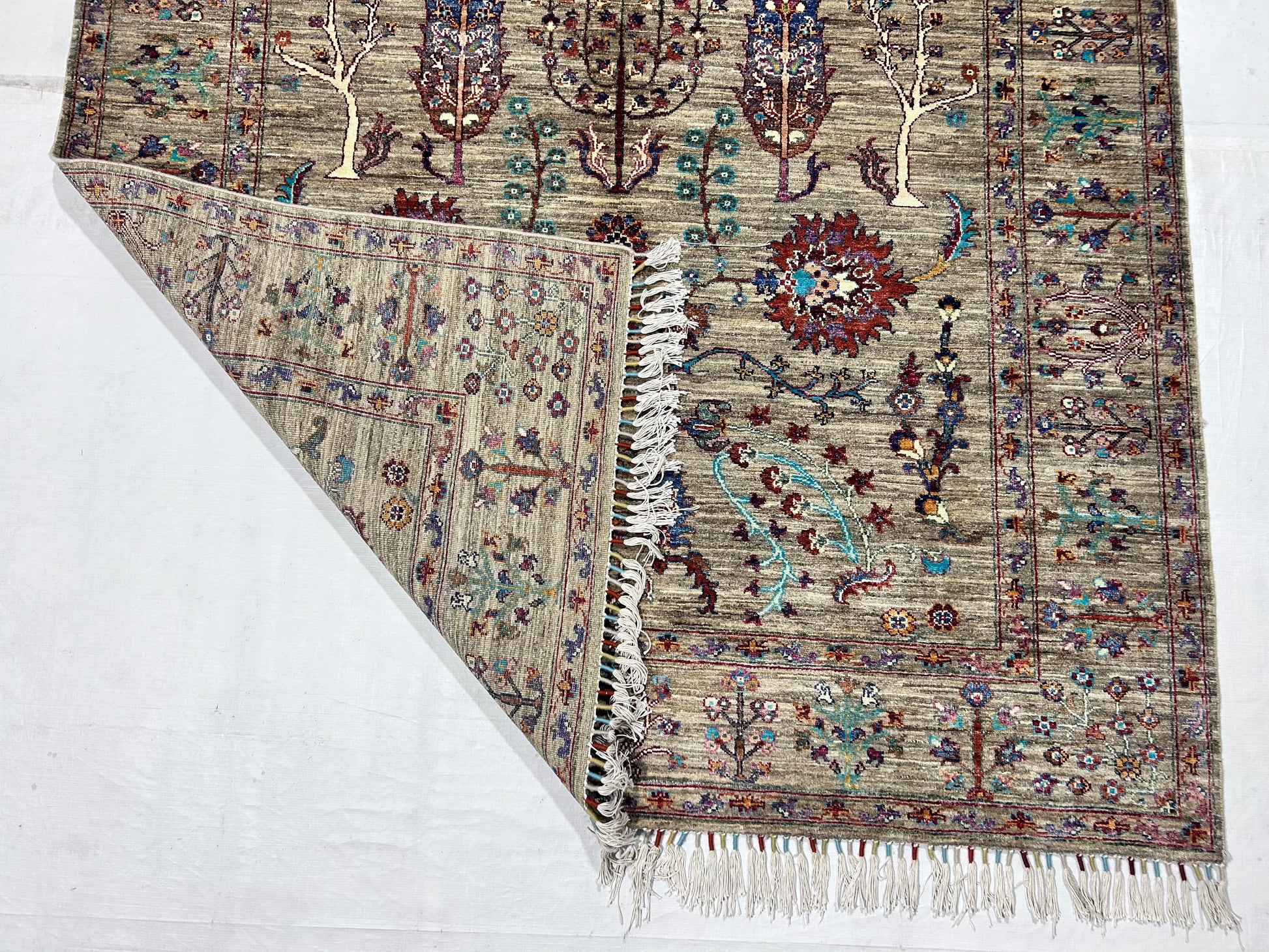 brown & rust premium handwoven pure wool sultani rug, 5ft 9in x 8ft 3in