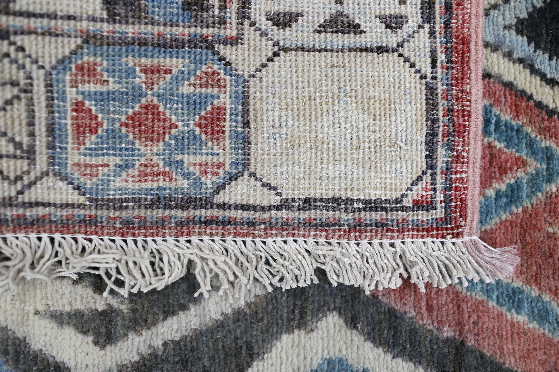 red & ivory premium handwoven pure wool chobrang rug, 2ft 7in x 9ft 8in