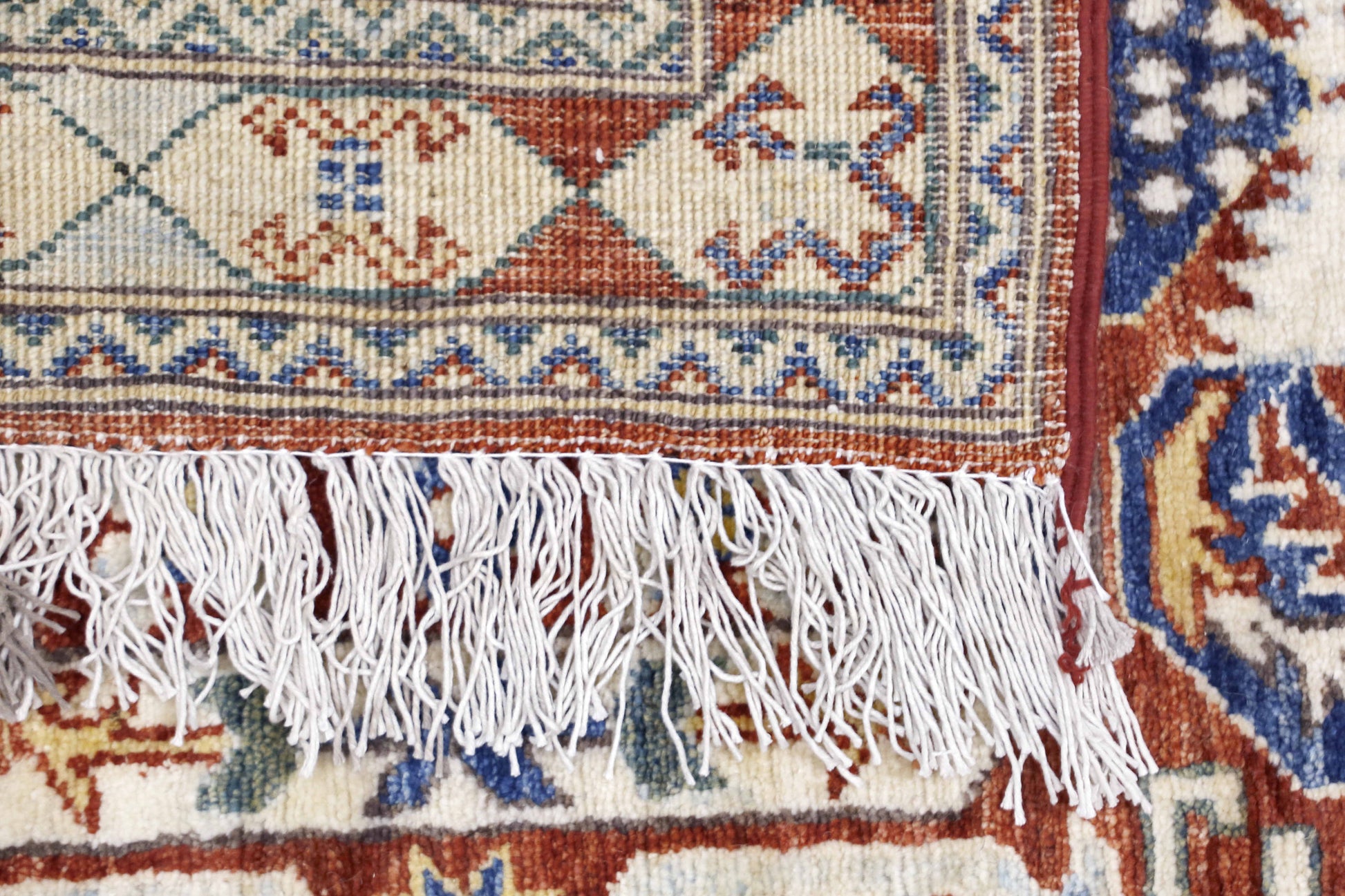 red & ivory premium handwoven pure wool chobrang rug, 2ft 8in x 9ft 11in