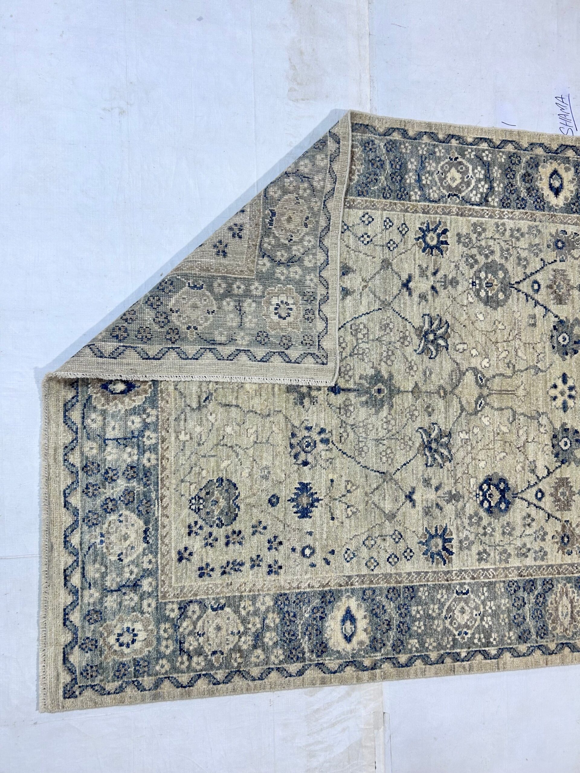 silver & grey premium handwoven pure wool oushak rug, 4ft 11in x 6ft 10in